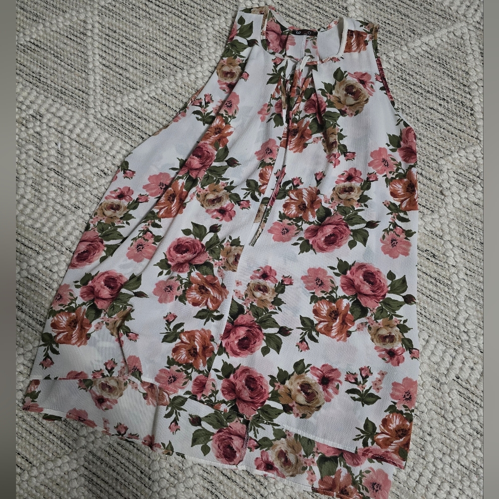 Chic Soul Floral Tunic - White and Pink, 1x